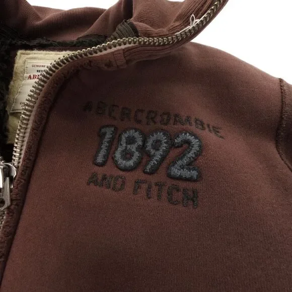 VINTAGE 90s Abercrombie Wolf Jaw Jacket Fur Y2k Spell Out Logo Distressed Grunge